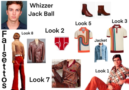 A collection of images of menswear; these clothing items are predominantly red, orange, and brown. The colors are rich and vibrant.